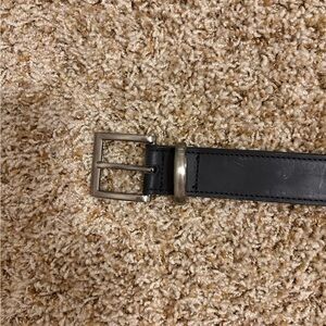 Black Leather Belt with Silver Buckle